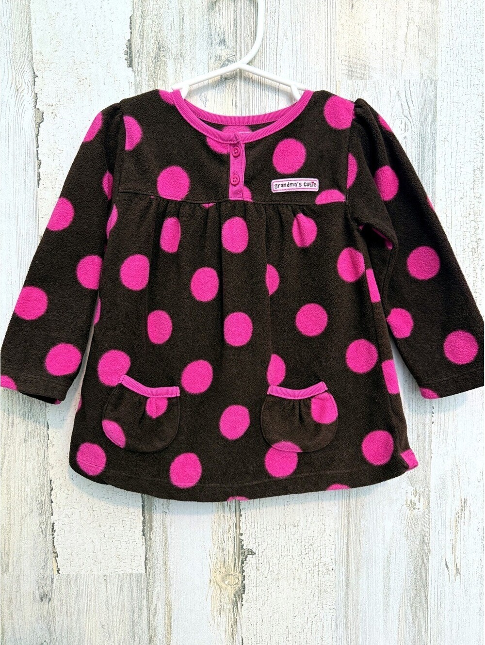Just One You by Carter's Grandma's Cutie Fleece Dress 24M Pink Polka Dot
